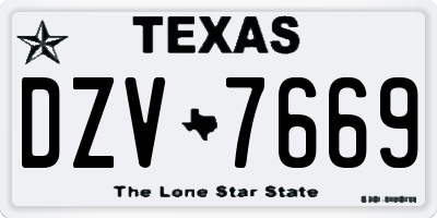 TX license plate DZV7669