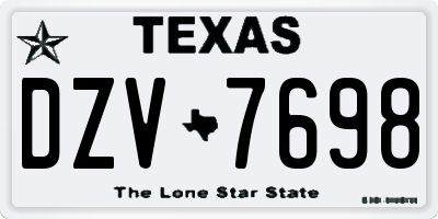 TX license plate DZV7698