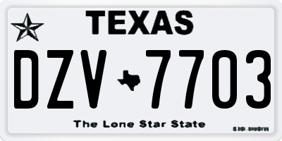 TX license plate DZV7703