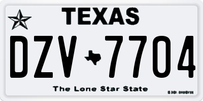 TX license plate DZV7704