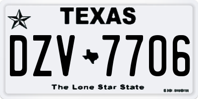TX license plate DZV7706