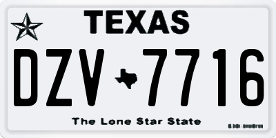 TX license plate DZV7716