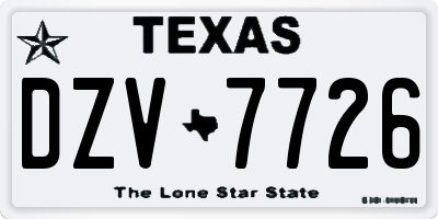 TX license plate DZV7726