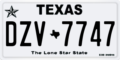 TX license plate DZV7747