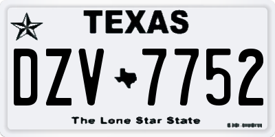 TX license plate DZV7752