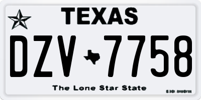 TX license plate DZV7758