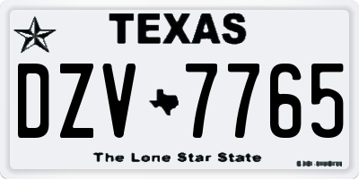 TX license plate DZV7765