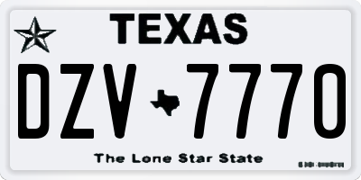 TX license plate DZV7770