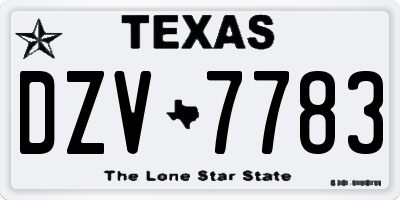 TX license plate DZV7783