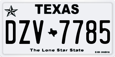 TX license plate DZV7785