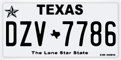 TX license plate DZV7786