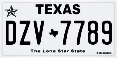 TX license plate DZV7789