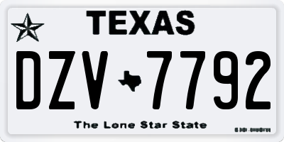 TX license plate DZV7792