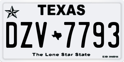 TX license plate DZV7793