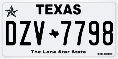 TX license plate DZV7798