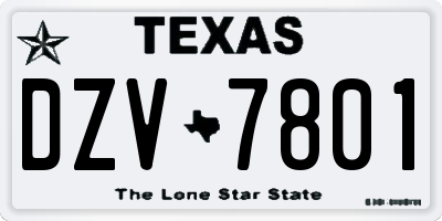TX license plate DZV7801