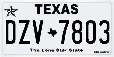 TX license plate DZV7803