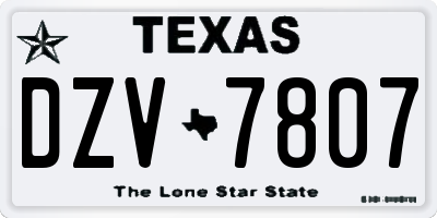 TX license plate DZV7807