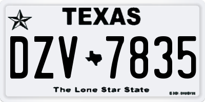 TX license plate DZV7835