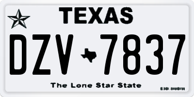 TX license plate DZV7837