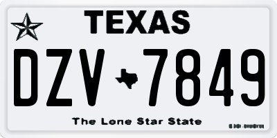 TX license plate DZV7849