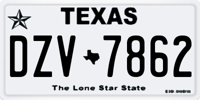 TX license plate DZV7862