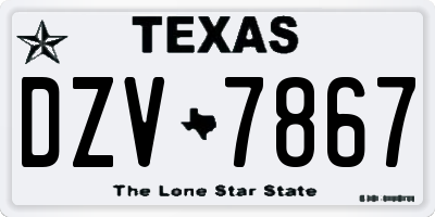 TX license plate DZV7867