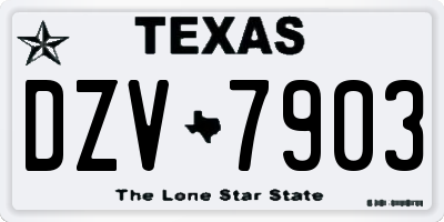 TX license plate DZV7903