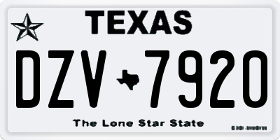 TX license plate DZV7920