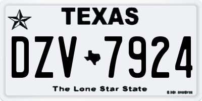 TX license plate DZV7924