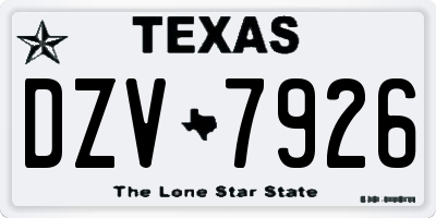 TX license plate DZV7926