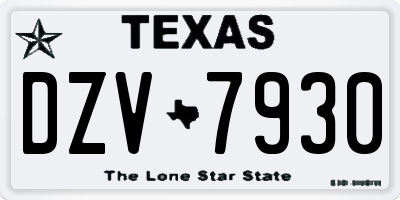 TX license plate DZV7930