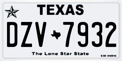 TX license plate DZV7932