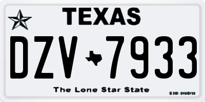 TX license plate DZV7933