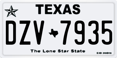 TX license plate DZV7935