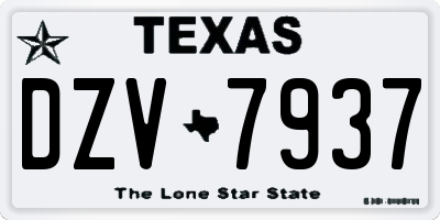 TX license plate DZV7937