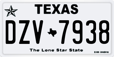 TX license plate DZV7938