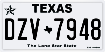 TX license plate DZV7948
