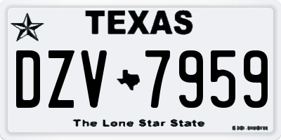 TX license plate DZV7959