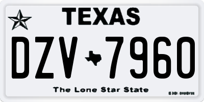 TX license plate DZV7960