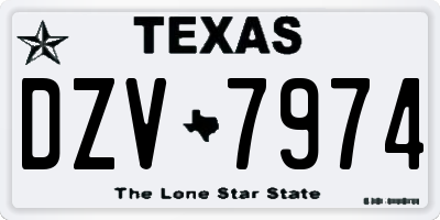 TX license plate DZV7974