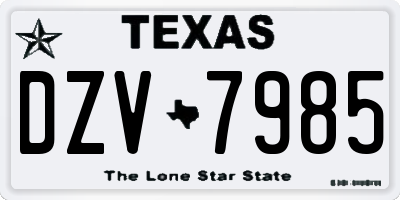 TX license plate DZV7985