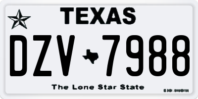 TX license plate DZV7988