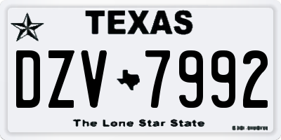 TX license plate DZV7992