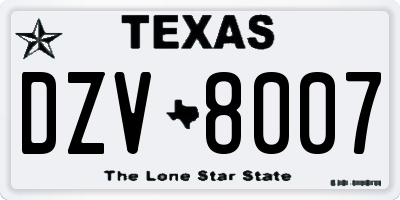 TX license plate DZV8007