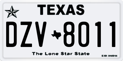 TX license plate DZV8011