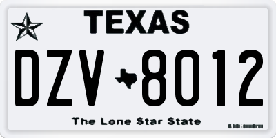 TX license plate DZV8012