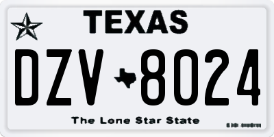 TX license plate DZV8024