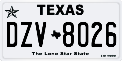 TX license plate DZV8026
