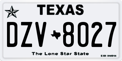 TX license plate DZV8027